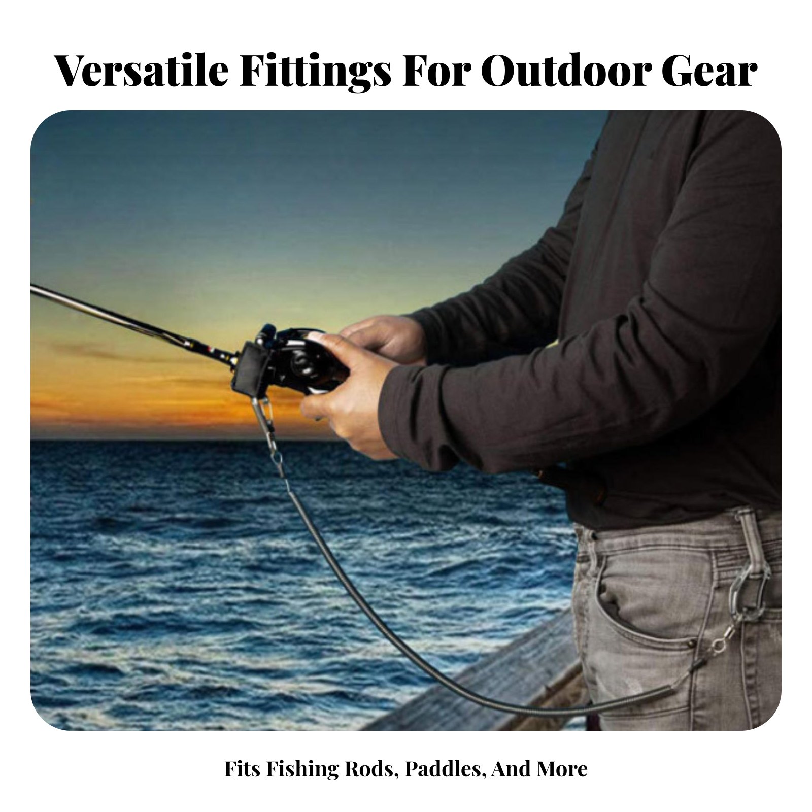 Fishing Kayak Paddle Leash - Corda Retrátil Ajustável para Pesca, Lanyard